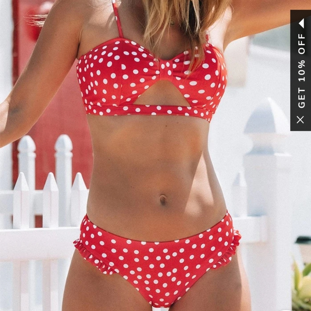 Cupshe red polka dot swim suit